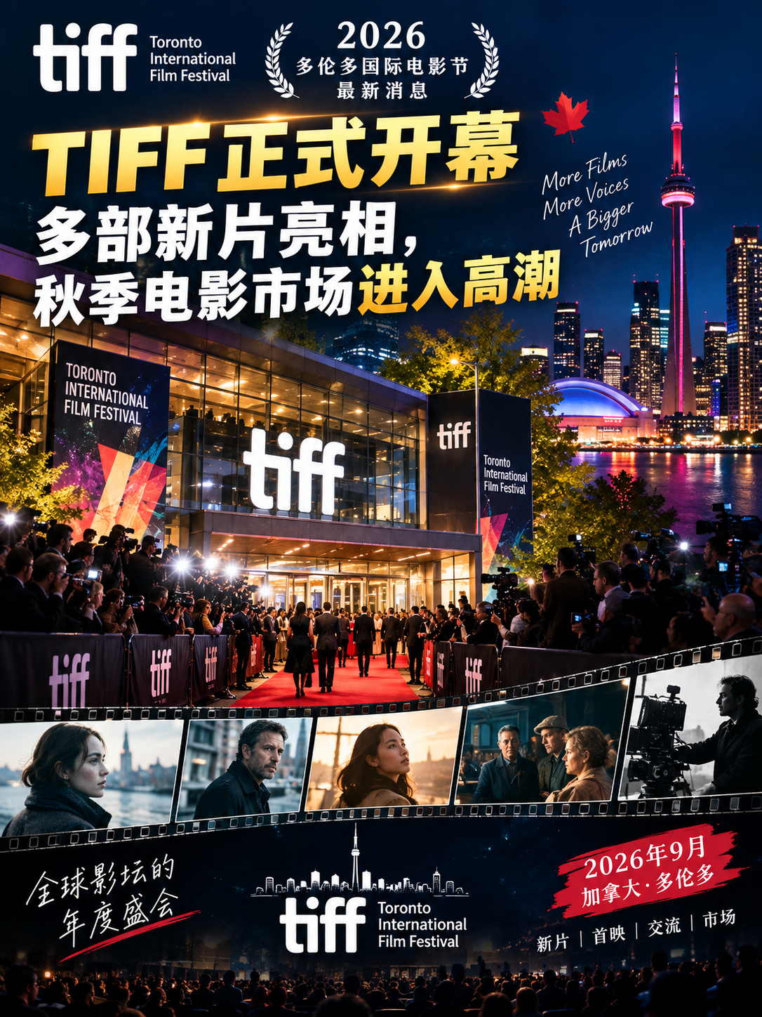 2026多伦多国际电影节最新消息：TIFF正式开幕，多部新片亮相，秋季电影市场进入高潮